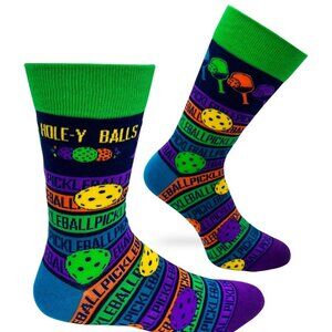 Men's Novelty Crew Sock -  Hole-Y Balls - Pickleball